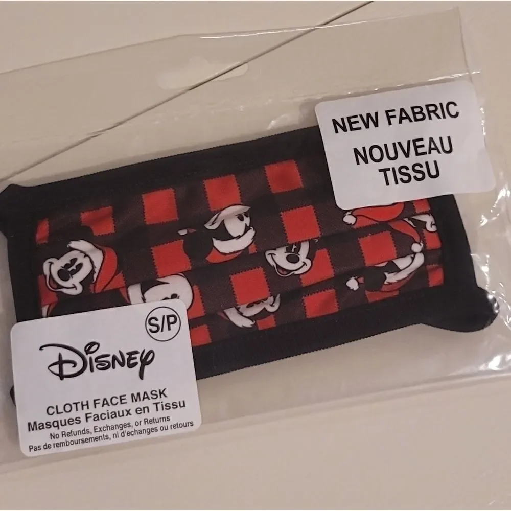 Disney size small plaid mask with Mikey mouse